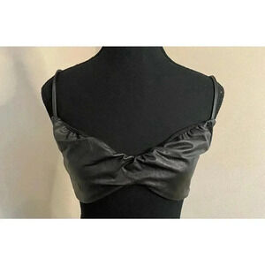 Naked Wardrobe Black Vegan Leather Bra-M